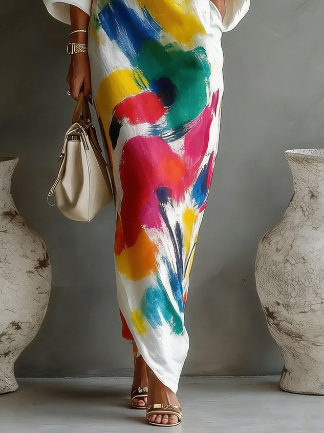 Danaé | Robe Maxi Imprimée Abstraite