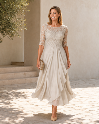 Rose | Robe Midi Flatteuse en Dentelle