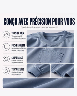 T-Shirt Homme Col Rond Poche Uni