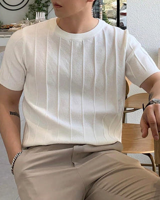 T-shirt Homme Col Rond Manches Courtes Respirant Tricoté