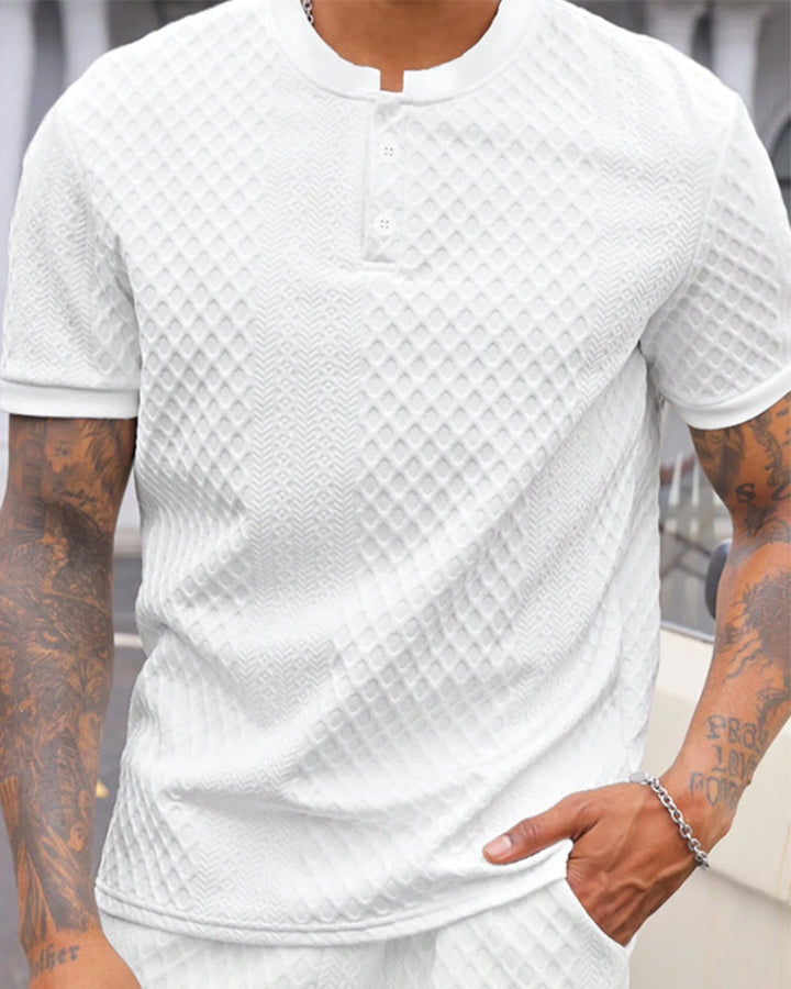 T-Shirt Homme Jacquard Col Dressé