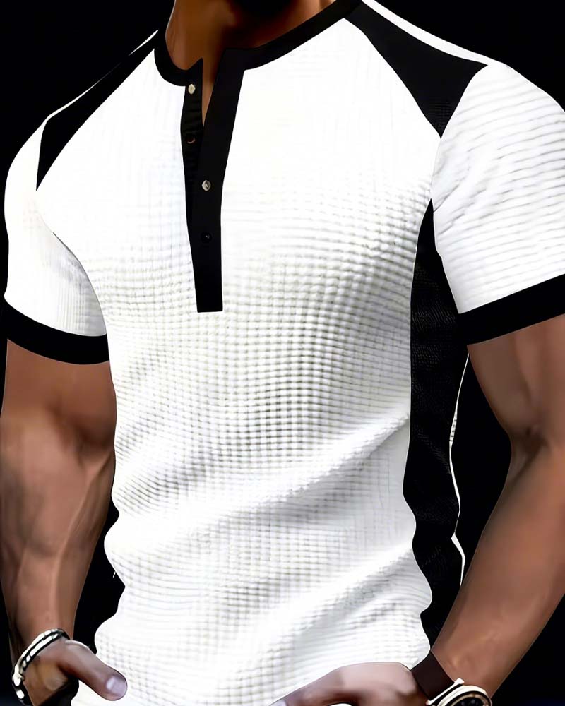 T-Shirt Homme Bloc De Couleur Gaufré