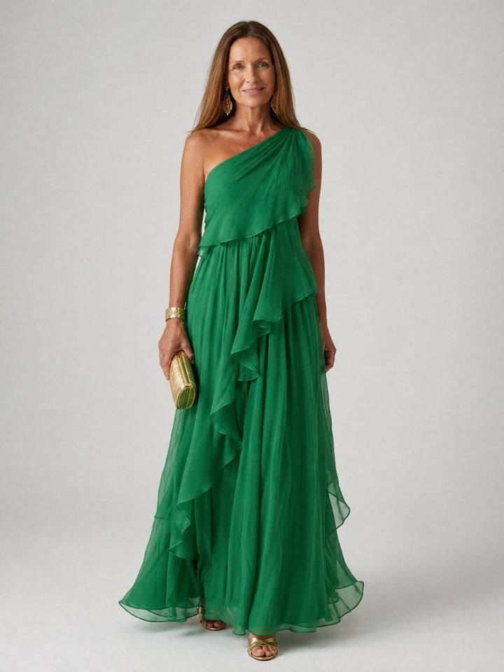 Agnès | Robe Longue Asymétrique à Volants
