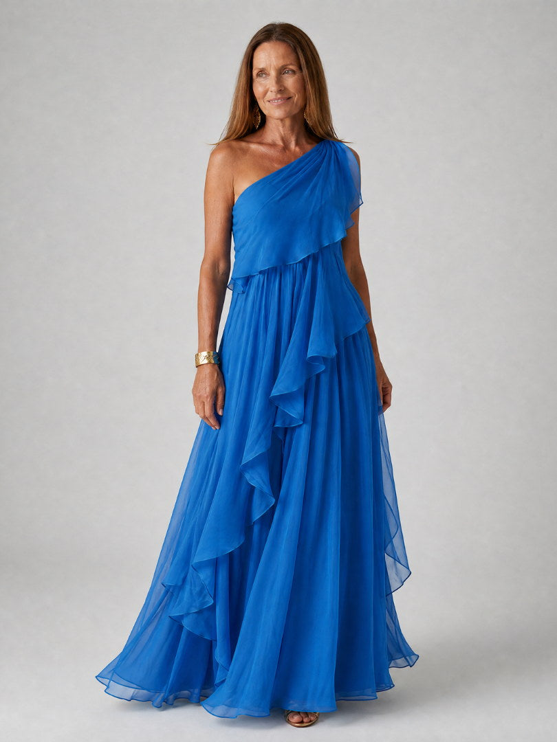 Agnès | Robe Longue Asymétrique à Volants