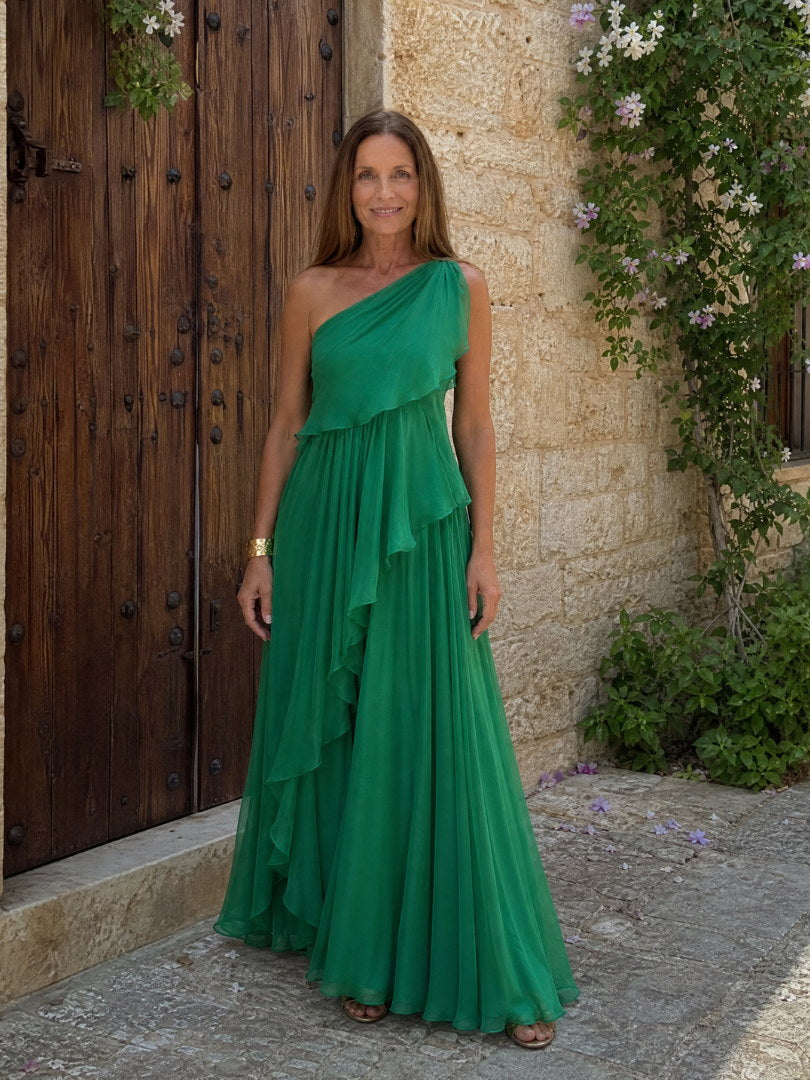 Agnès | Robe Longue Asymétrique à Volants