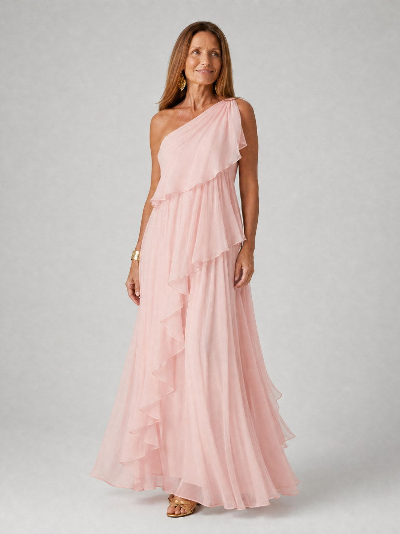 Agnès | Robe Longue Asymétrique à Volants