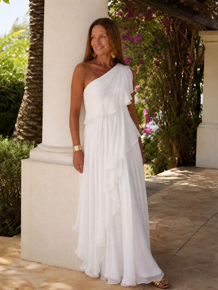 Agnès | Robe Longue Asymétrique à Volants