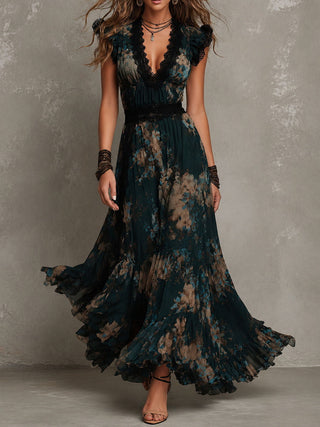 Angèle | Robe Longue Superposée Fleurie