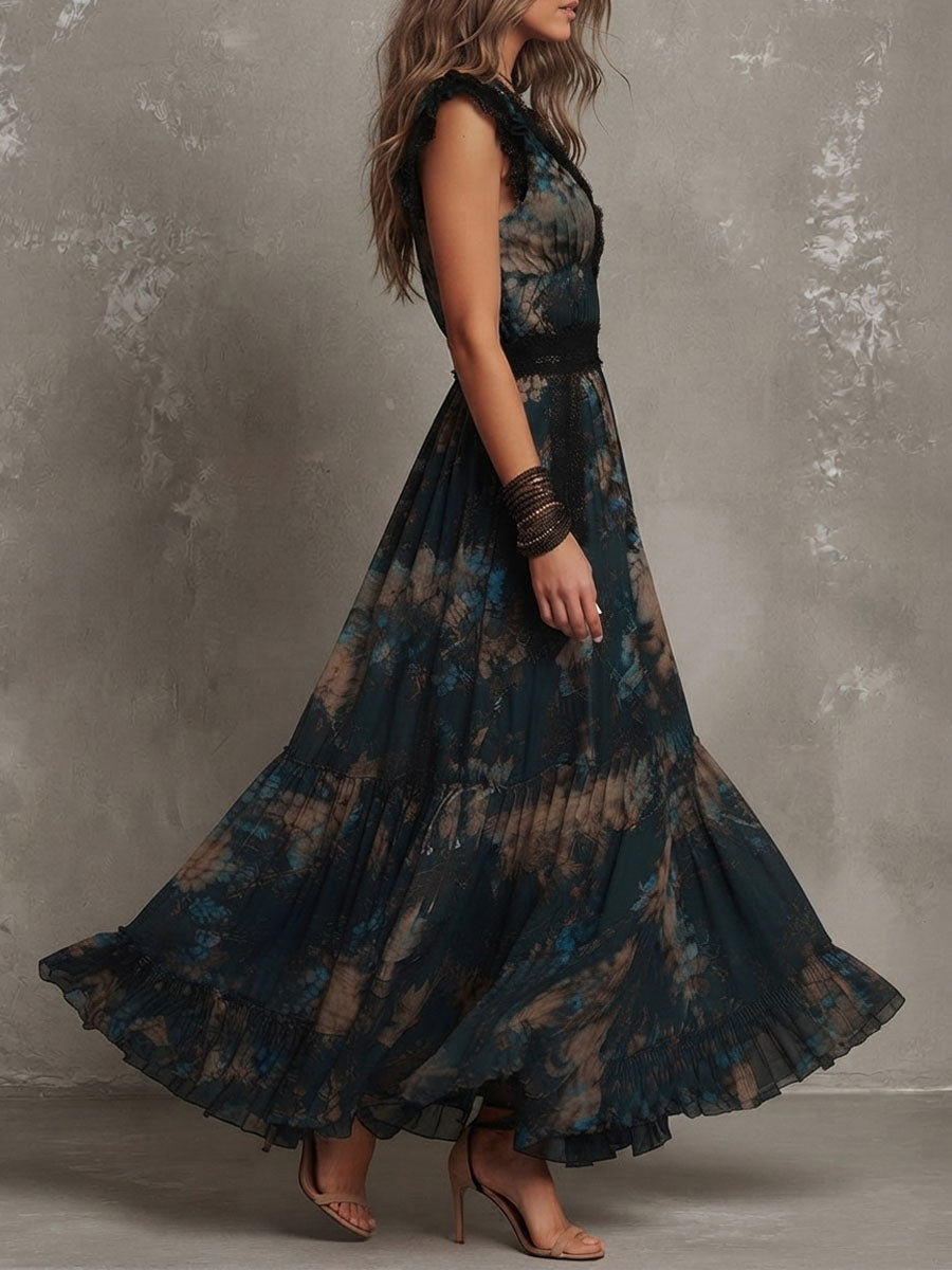 Angèle | Robe Longue Superposée Fleurie