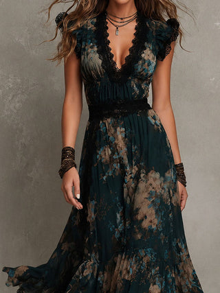 Angèle | Robe Longue Superposée Fleurie