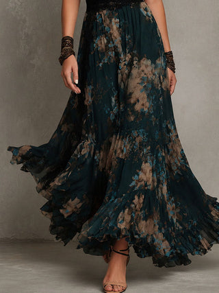 Angèle | Robe Longue Superposée Fleurie