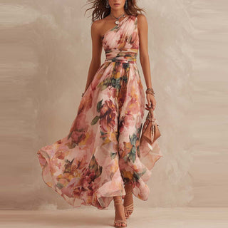 Félicie | Robe Maxi Asymétrique en Mousseline