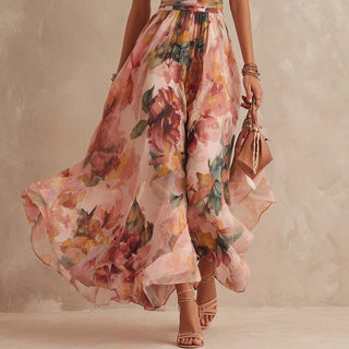 Félicie | Robe Maxi Asymétrique en Mousseline