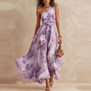 Félicie | Robe Maxi Asymétrique en Mousseline