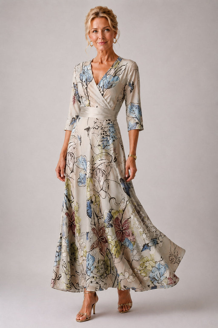 Julie | Robe Fleurie à Manches 3/4