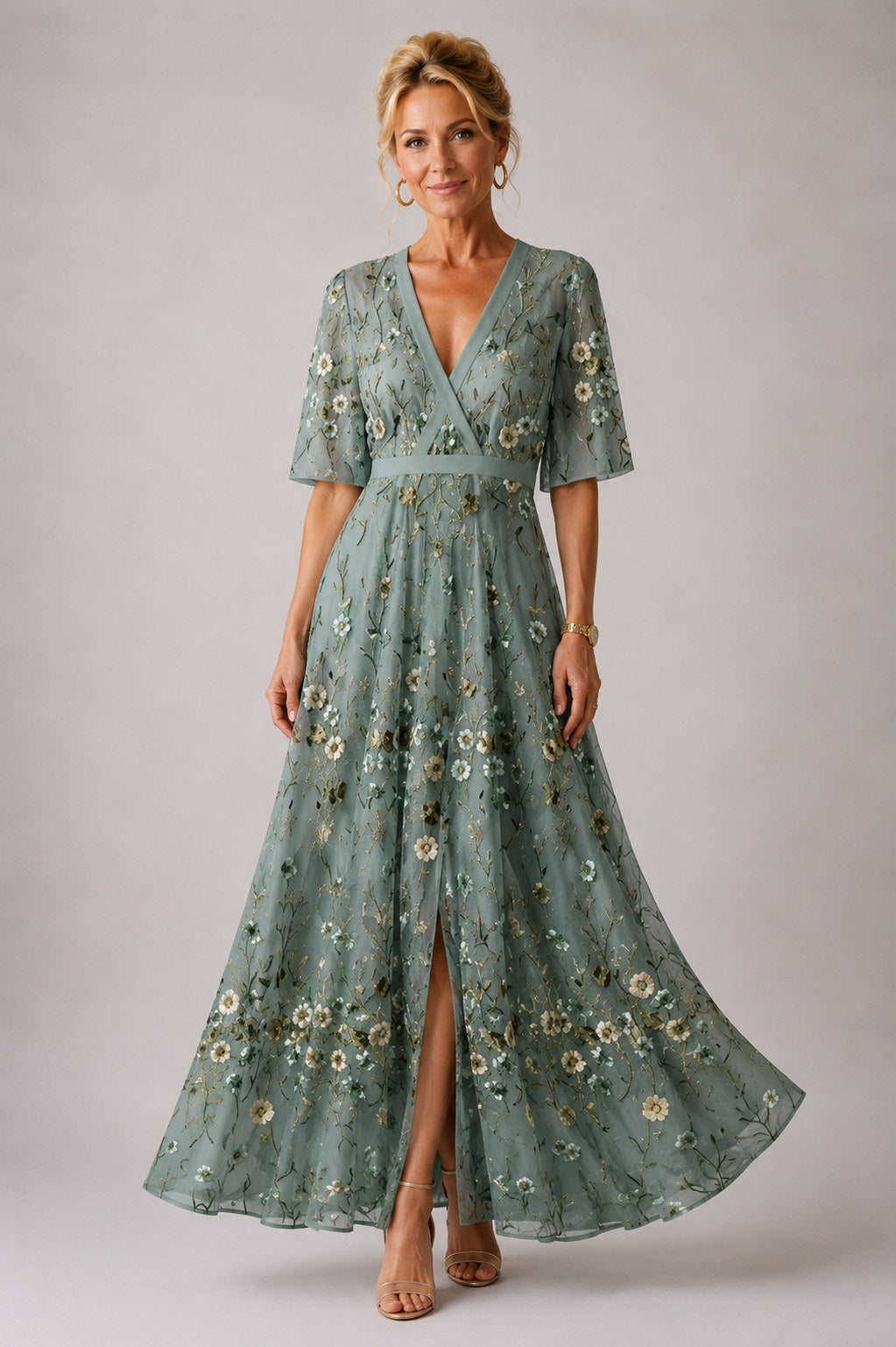 Julie | Robe Fleurie à Manches 3/4