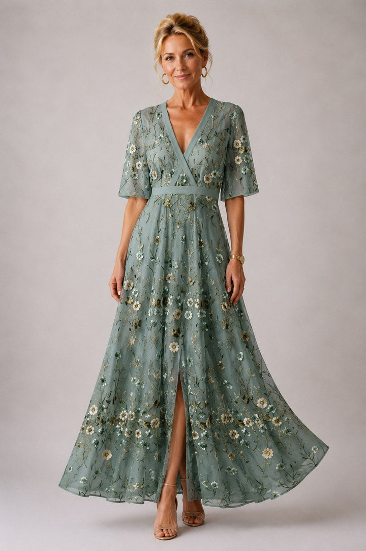 Julie | Robe Fleurie à Manches 3/4