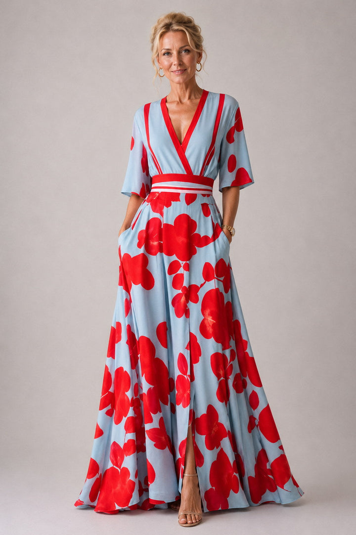 Julie | Robe Fleurie à Manches 3/4