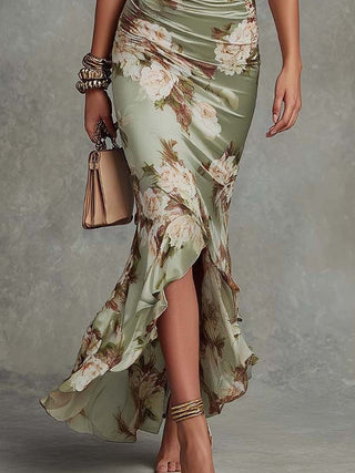 Léocadie | Robe Maxi Satinée à Volants