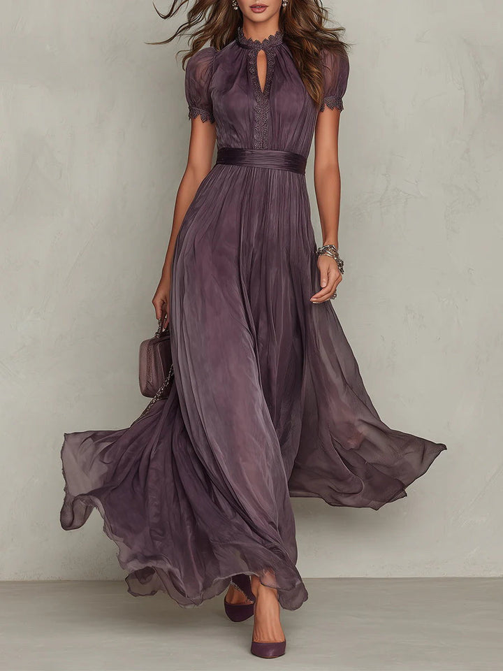 Myriam | Robe Longue en Mousseline et Dentelle
