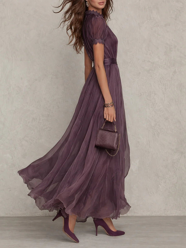 Myriam | Robe Longue en Mousseline et Dentelle