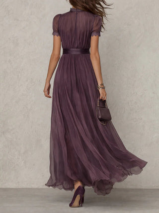 Myriam | Robe Longue en Mousseline et Dentelle