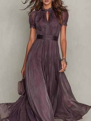 Myriam | Robe Longue en Mousseline et Dentelle