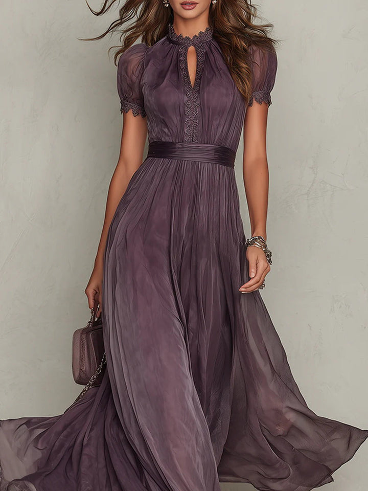 Myriam | Robe Longue en Mousseline et Dentelle
