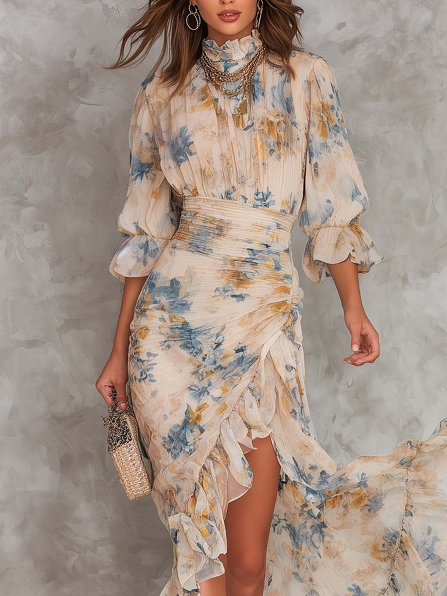 Romane | Robe Longue Mousseline Imprimée