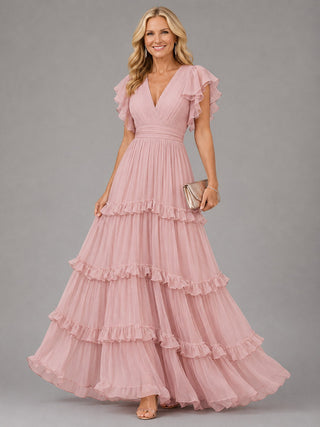 Suzette | Robe Longue Romantique Rose Poudré
