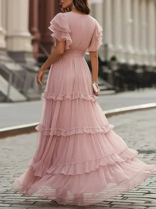 Suzette | Robe Longue Romantique Rose Poudré