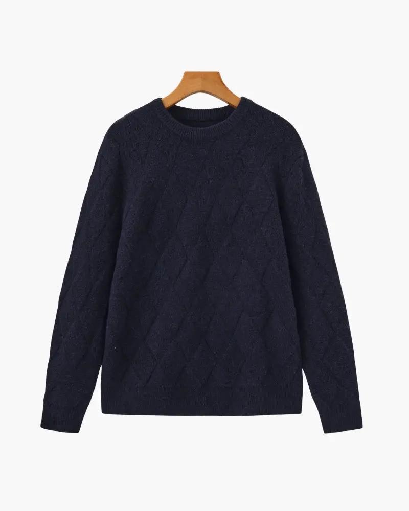 Pull à col rond en tricot diamanté