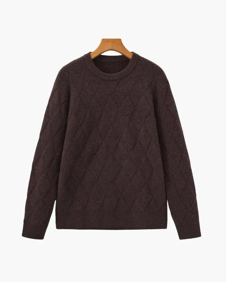 Pull à col rond en tricot diamanté