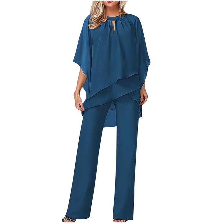 Jeannine | Ensemble Chemisier Asymétrique Superposé et Pantalon Large