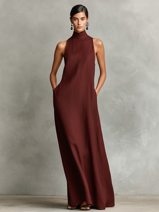 Catherine | Robe longue noire minimaliste
