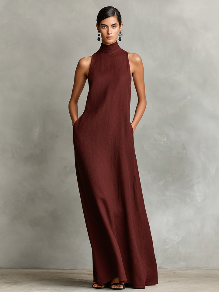 Catherine | Robe longue noire minimaliste